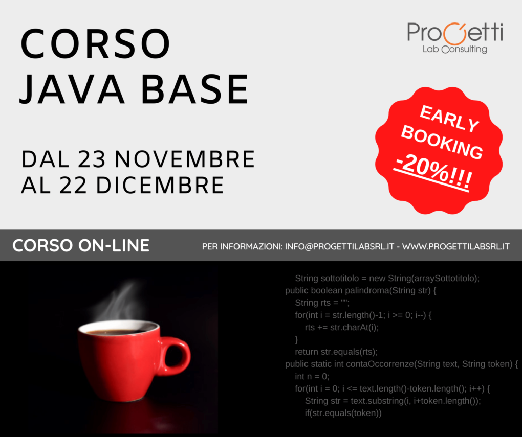 Corso Java Base Online | Progetti Lab Consulting